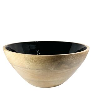 NEW Towle Living MANGO WOOD & BLACK Large Round Serving Bowl